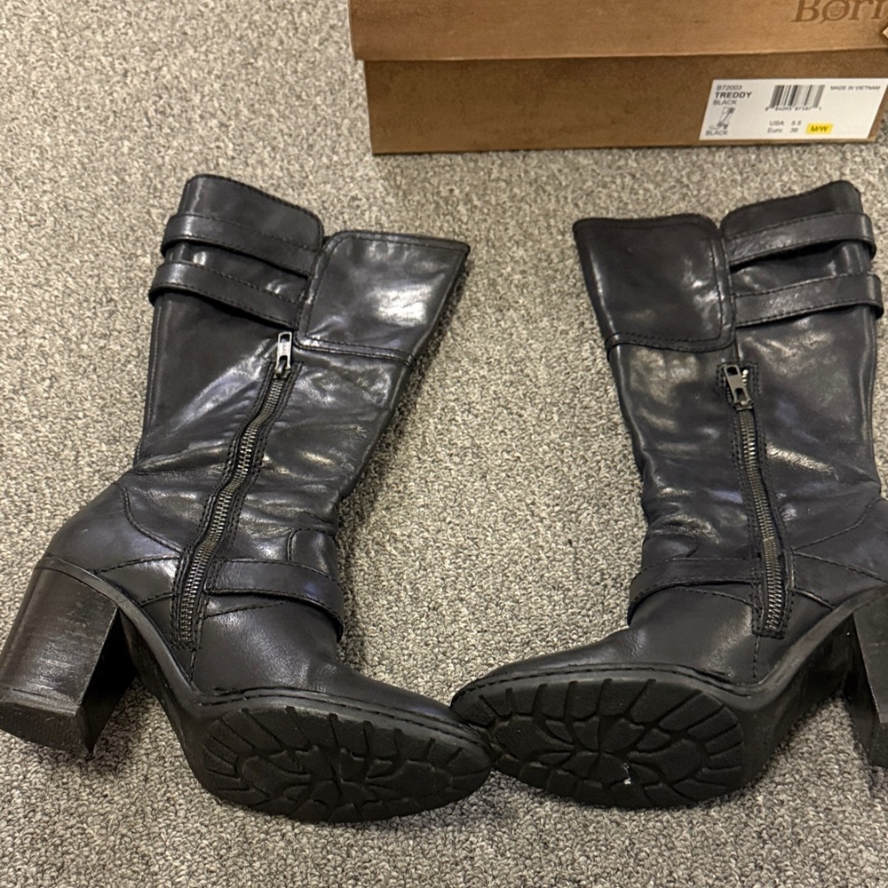 Born Black Treddy Heeled Leather Boots - Picture 4 of 4